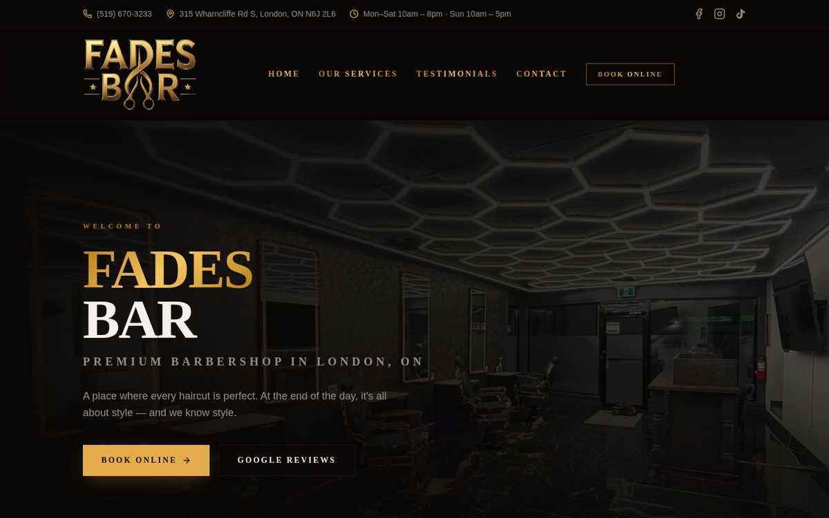 Fades Bar website by MakkiWeb